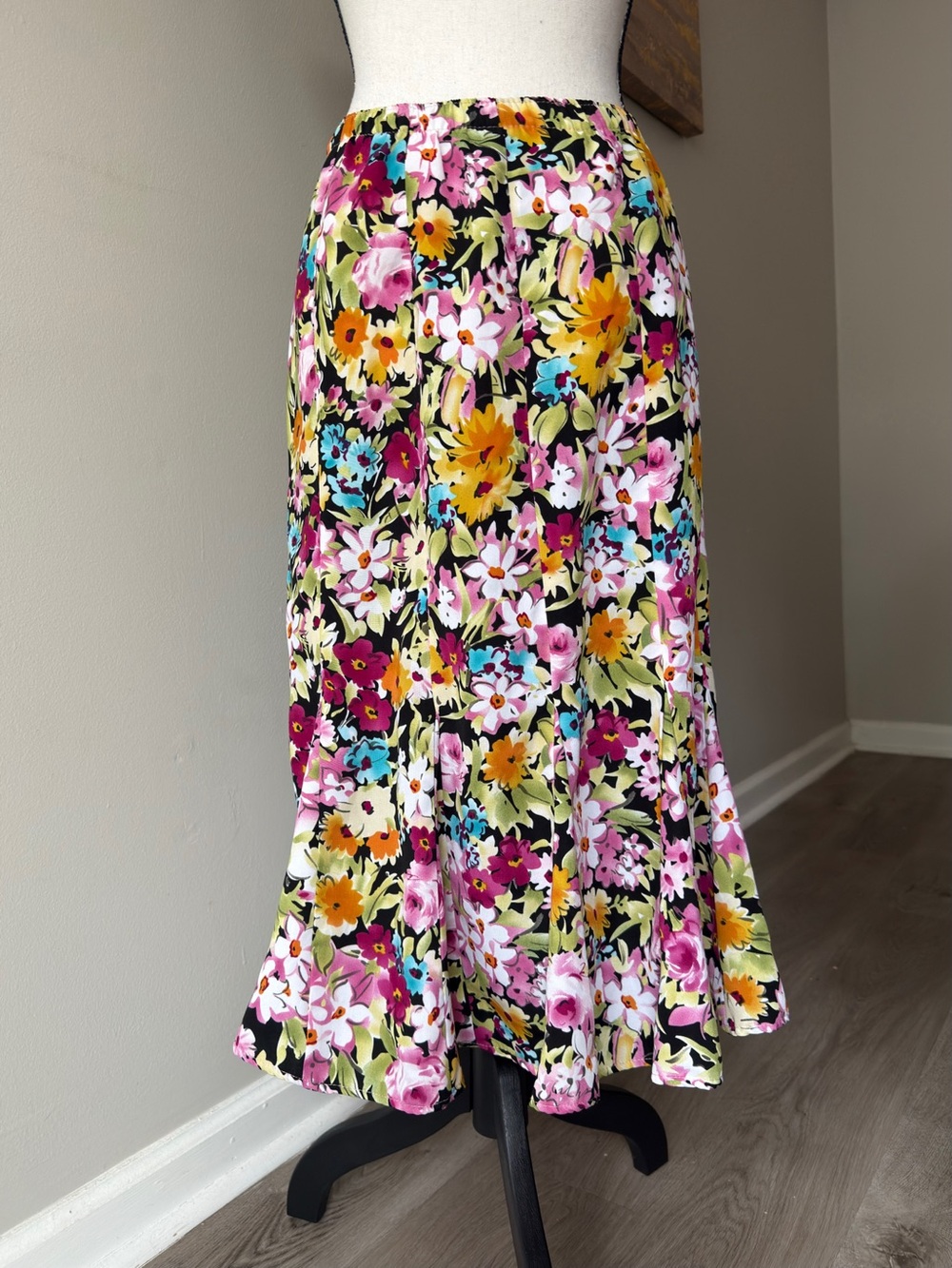 VTG 90s Southern Lady Floral Midi Skirt Sz 6 Cottagecore Bloomcore